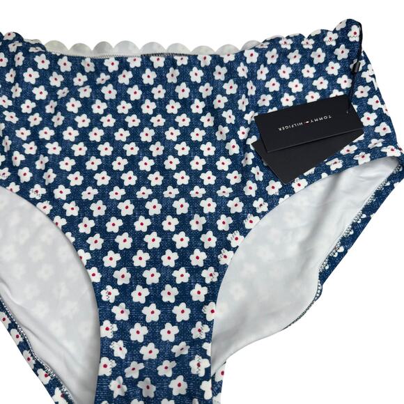 Tommy Hilfiger Floral Scalloped High-Waist Swimsuit Bottoms NWT - Picture 7 of 11